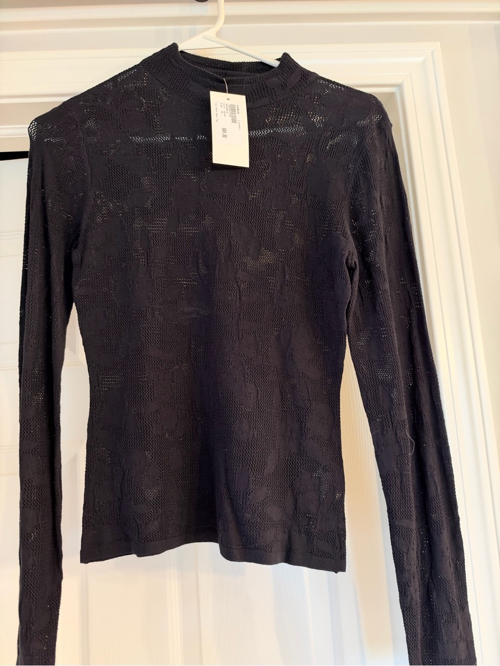 Z Supply Black Long-Sleeve Lace Knit Top